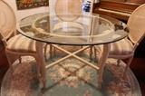Glass top dining/game table with four chairs