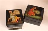 Russian artist-signed black lacquer boxes, 1984-1992