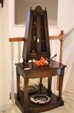 Mahogany console with curio cabinet