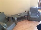 We believe these are Haywood Wakefield.  This patio set is priced at $250.  Or $95 per chair $$85 for the table