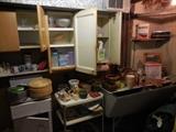 Stuff all over..Vintage Planters.,small appliances.Vintage Zenith Clock Radio,works!