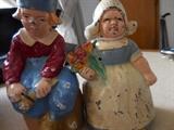 Cast Iron Dutch Boy/Girl Banks.Hand Painted from early 1930's