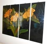 Black lacquer 4 panel wall decor