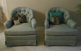Celadon colored club chair