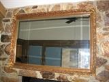LARGE VINTAGE BEVEL EDGE GOLD FRAME MIRROR