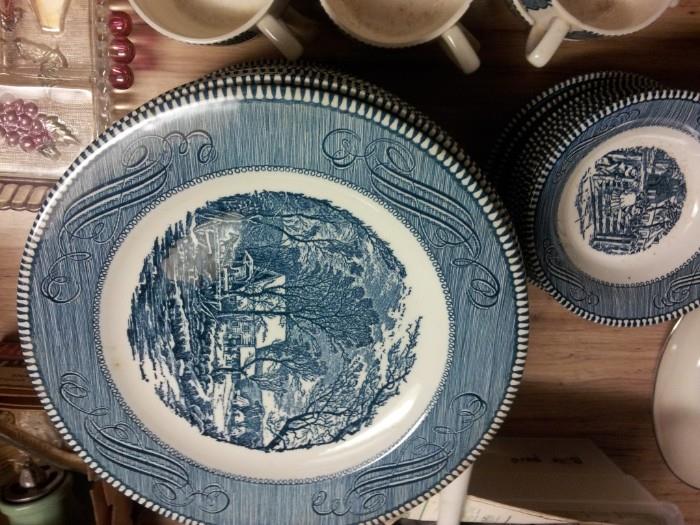 OLD GRIST MILL CURRIER & IVES CHINA (20 DINNER PLATES)
