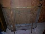 OLD BRASS FIREPLACE SCREEN