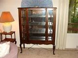 1920s wood china Cabinet w/mirrored back.