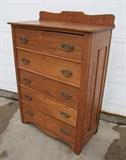 C/1890  Oak Larkin 5 drawer Highboy ~