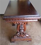~ Antique Walnut center table w/pierced carved base
