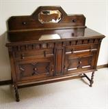 C/1910 English Oak sideboard w/Barley twist legs and beveled mirror ~ 