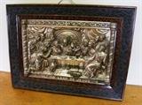 ~ C/1910 silver-plated relief of The Lords Last Supper, framed