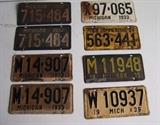1930s Michigan License Plates - Some Pairs