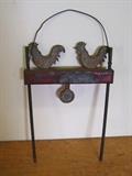 C/1920 cast iron Target Shoot from Carnival w/2 chickens 