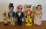 ~ C/1930’s Charlie McCarthy w/hat ~  C/1930’s Charlie McCarthy without hat ~ C/1930’s small Charlie McCarthy ~ C/1940’s Lone Ranger ~ C/1930’s Snow White 