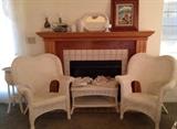 Wicker Arm Chairs, Wicker Coffee Table, Wicker Mirror...