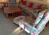 1950-1960 Sofa, Chair, Otttoman, Oak Coffee Table, Oak End Tables (3)