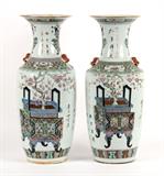 Two Chinese Porcelain Famille Rose Floor Vases, 19th/20thC