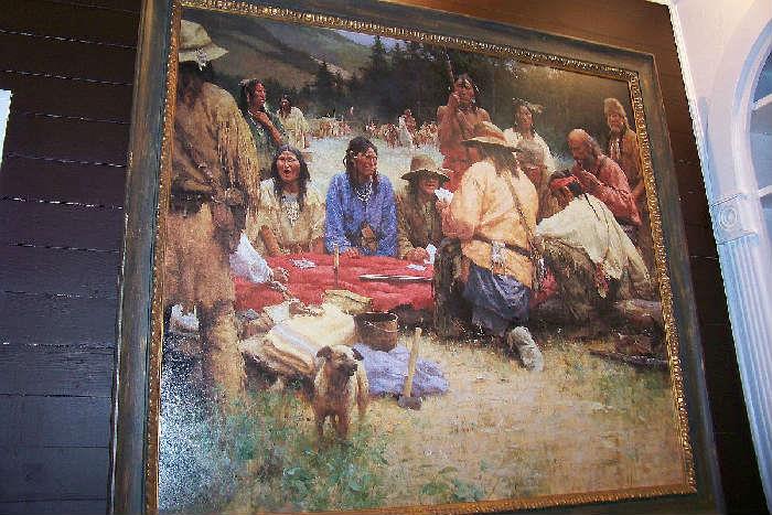 One of several Howard Terpnings offered at this sale.  Howard Terpning is one of the most lauded painters of Western art.  Over his lifetime he's received the highest awards in the field, incfluding the National Academy of Western Art's Prix de West, the Hubbard Art Award for Excellence, on an on.  He is a living master of Western art.  Original Howard Terpning oil paintings now command top prices at Western auctions.  One such oil from 1981, recently sold for $1.5 million dollars.  Limited edition giclees and lithographs sell out at the publisher as soon as they are released.  We have three limited edition giclees (on canvas) at this sale, plus severall of his signed and numbered prints.