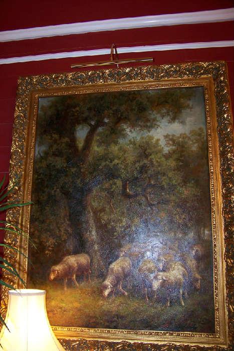 One of a pair of sheep paintings - in the living room