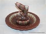 Royal Haeger by Royal Hickman jumping fish flower frog in basin. This is a very unique glaze and form. A truly fantastical piece!