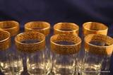 Gold banded cocktail highball water glasses. Gold trim is in excellent condition.