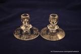Vintage Etched glass candlesticks