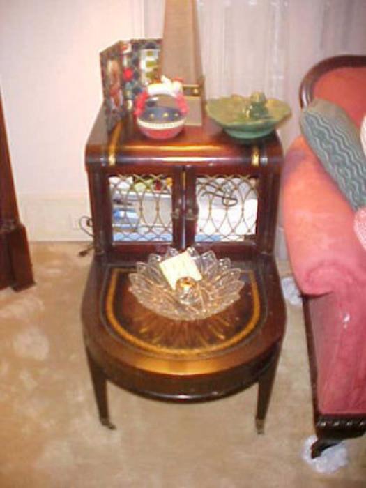 Mahogany and Leather Top End Tables