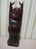 Large Carved Wood Happy Buddha