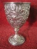 Johan S. Kurtz Aesthetic Period Repousse Goblet 937 German Silver CA 1880's