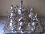 Outstanding Hand Chased Silver Plated Tea Set By Sheridan