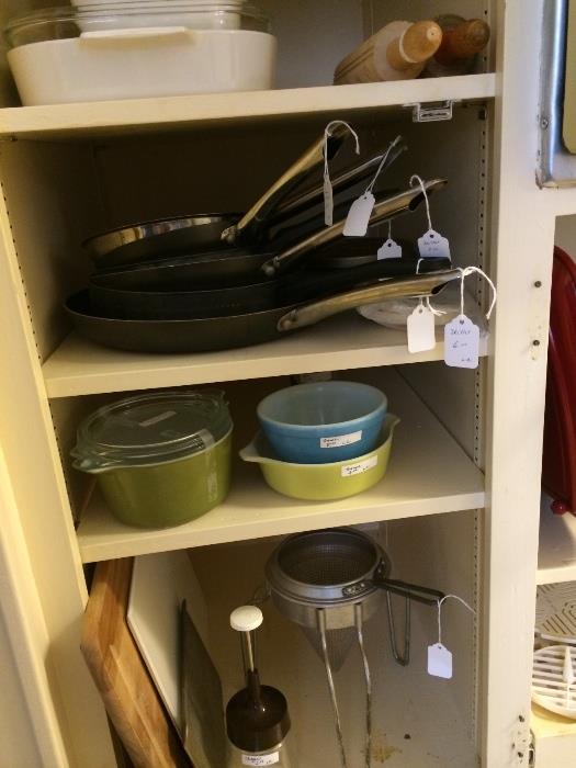           Vintage bowls, skillets,  & corning ware
