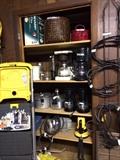    Utility ladder; large assortment of small appliances