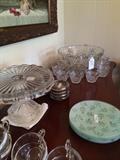                Cake plate; punch bowl & cups
