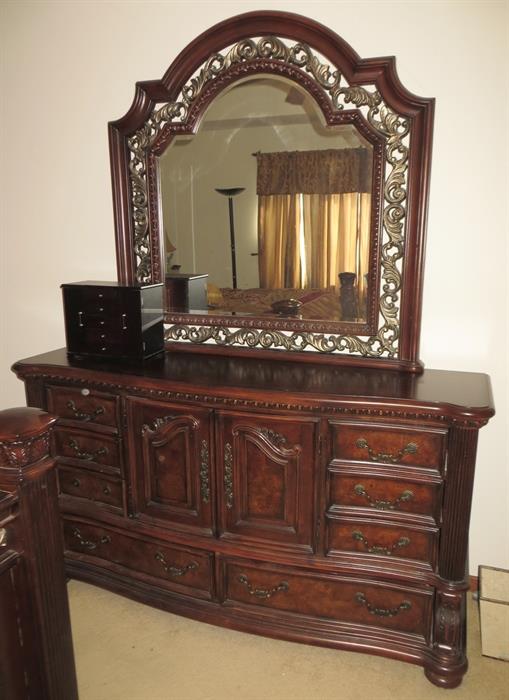 King bedroom set dresser, two night stands, bed and armoire