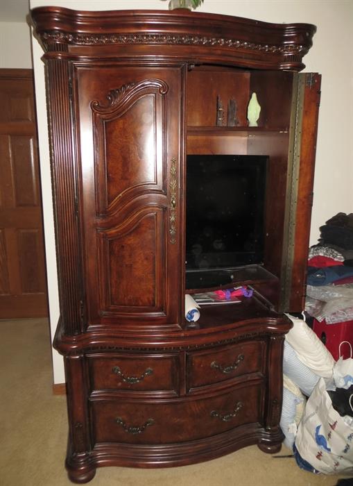 King bedroom set dresser, two night stands, bed and armoire
