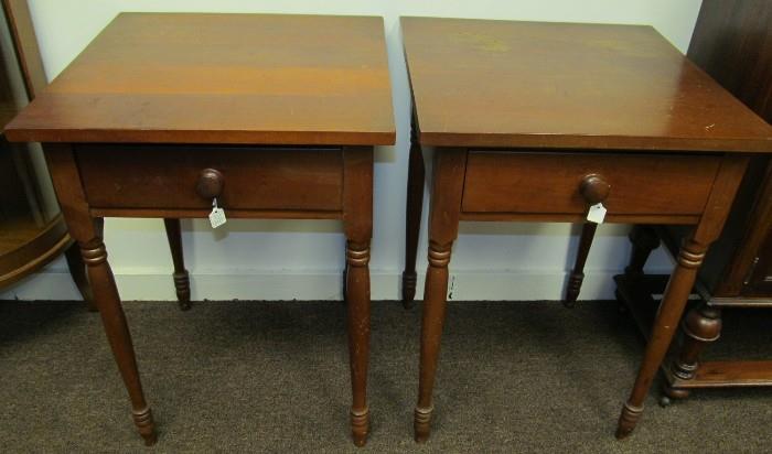 Pair of 1 drawer cherry side tables 28 1/4" High X 20" Wide X 20" Deep