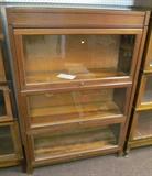 3 Stack Oak Lawyer's Bookcase 50 1/2" High X 35" Wide X 12 1/2" Deep