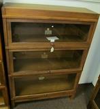3 Stack Mahogany Lawyer's Bookcase 49 1/2" High X 34 1/2" Wide X 11 1/2" Deep