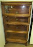 4 Stack Oak Globe Wernicke Lawyer's Bookcase 62 1/2" High X 34" Wide X 11 1/2" Deep