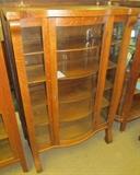 Oak Bow front door and flat panels rest of front and sides w/4 wood shelves 60 1/2" High X 39' Wide X 17 1/2" Deep