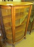 #12 Oak bow front china cabinet claw feet  4 wood shelves 4 claw feet completely refinished 62 1/2" High X 42" Wide X 18" Deep