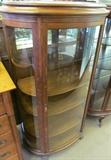 #10 Oak Bow front china cabinet 1 glass shelf 3 wood shelves completely refinished claw feet 66" High X 37" Wide X 17 1/2" Deep