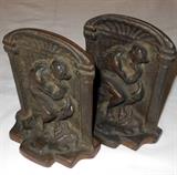 Cast Iron Pair of Bookends depicting Rodin's "The Thinker" 