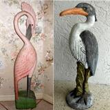 Wooden and Cement Decorative Birds