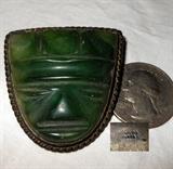 Mexican Sterling Carved Jade Brooch