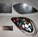 2 Gorgeous Mid Century Modern Brooches; Anton Michelsen? Danish Sterling Brooch and Sterling Israel Brooch