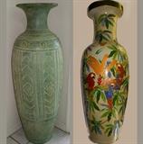 Vase on Left is approximately 4 1/2 feet tall and Parrot Vase is approximately 2 feet tall