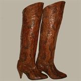 Custom made Snake Skin Boots comes with Matching Hand Bag-Can be worn over the knee or tops can be folded over