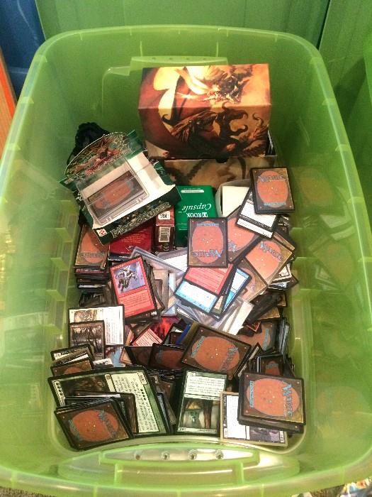A tub of magic the gathering cards.  Perfect buy to build your sets!